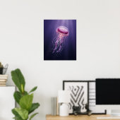 Doorschijnende rode ui kwal poster (Thuiskantoor)