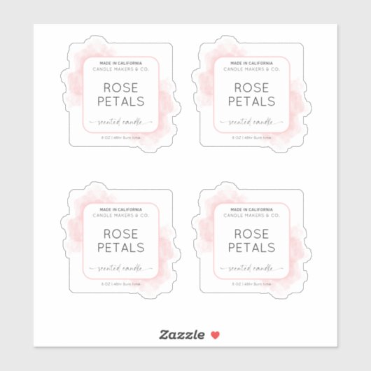 Doorschijnende roze Waterverf Clear Product Label (Vel)