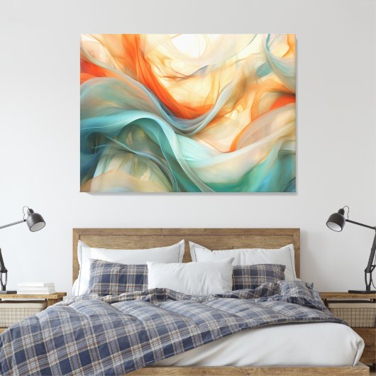 Doorschijnende stroom: Abstract in Sinaasappel, Ta Canvas Afdruk (Insitu (Slaapkamer))