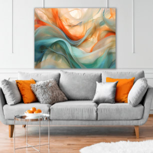 Doorschijnende stroom: Abstract in Sinaasappel, Ta Canvas Afdruk