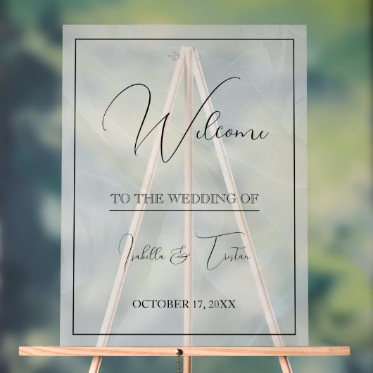 Doorschijnende Tulle White bruiloft welkom Acryl Bord (Neutraal)