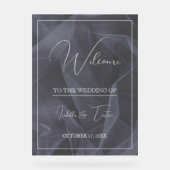 Doorschijnende Tulle Zwart Bruiloft Welkom Acryl Bord (Voorkant)