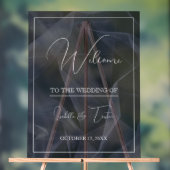 Doorschijnende Tulle Zwart Bruiloft Welkom Acryl Bord (Neutraal)