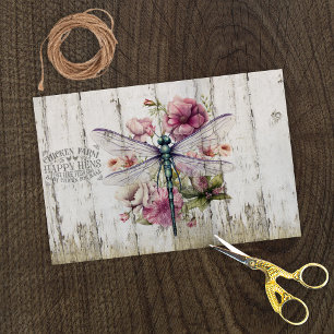 Doorschijnende vleugels Dragonfly roze bloemen Tissuepapier