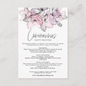 Doorschijnende Waterverf Roze Bloemen Covid Safety Informatiekaartje (Voorkant)