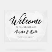 Doorschijnende Witte Waterverf Bruiloft Welkom Acryl Bord (Voorkant)