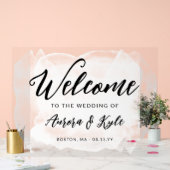 Doorschijnende Witte Waterverf Bruiloft Welkom Acryl Bord (Huwelijk)