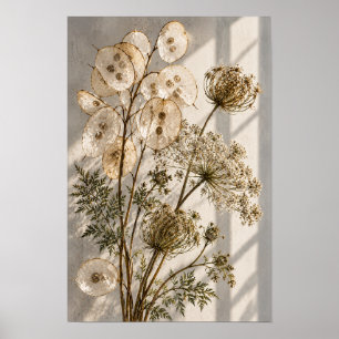 Doorschijnende Zaadpeulen en Gedroogde Wilde Bloem Poster