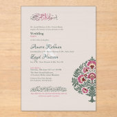 Doorschijnende zachte-grijze moderne islamitische  acryl uitnodigingen (Voorkant)