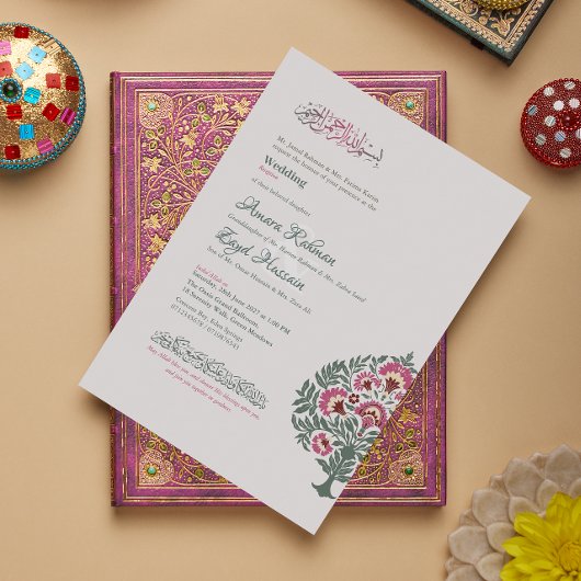 Doorschijnende zachte-grijze moderne islamitische acryl uitnodigingen