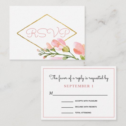 doorsnede bleekroze koraalband RSVP Informatiekaartje (Voorkant / Achterkant)