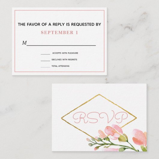 doorsnede bleekroze koraalband RSVP Informatiekaartje (Voorkant / Achterkant)