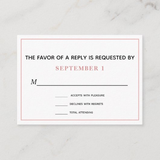  doorsnede bleekroze koraalband RSVP Informatiekaartje (Voorkant)