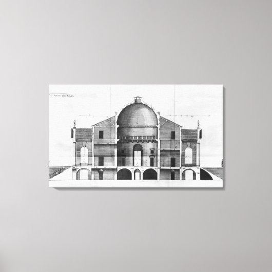 Doorsnede van de Villa Rotonda nabij Canvas Afdruk (Voorkant)