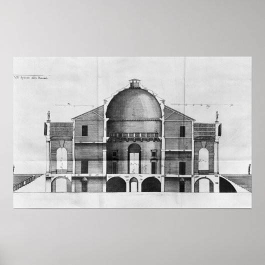 Doorsnede van de Villa Rotonda nabij Poster (Voorkant)