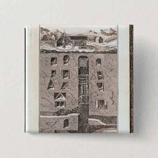 Doorsnede van een mijn vierkante button 5,1 cm (Voorkant)