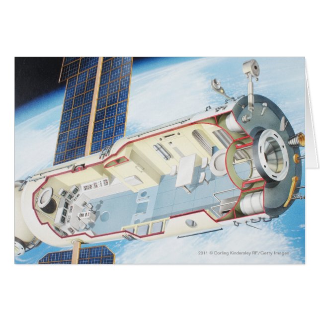 Doorsnede van het ruimtevaartstation op zonne-ener (Voorkant Horizontaal)