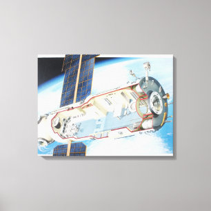 Doorsnede van het ruimtevaartstation op zonne-ener canvas afdruk
