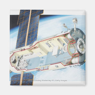 Doorsnede van het ruimtevaartstation op zonne-ener magneet
