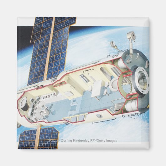Doorsnede van het ruimtevaartstation op zonne-ener magneet (Voorkant)