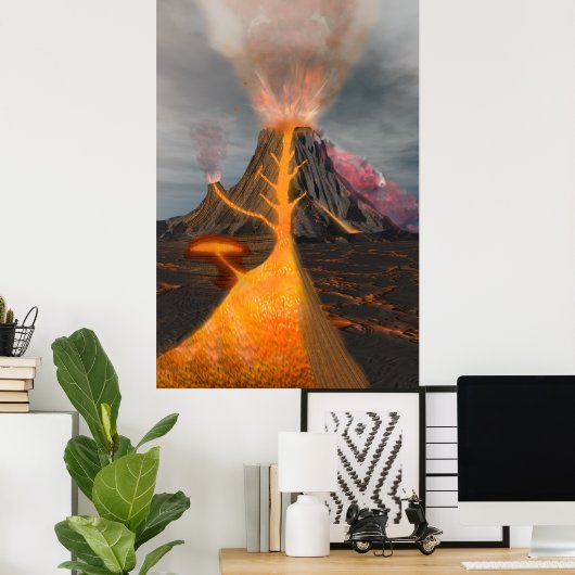 Doorsnede vulkaan poster (Thuiskantoor)