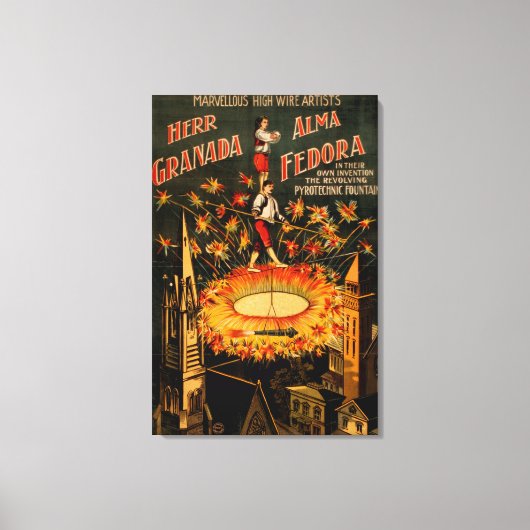 Doorstromende hoogspannende pyrotechnische fontein canvas afdruk (Voorkant)