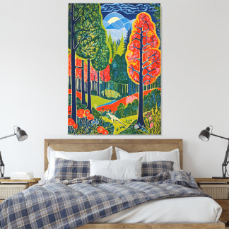Doorverwezen bos canvas afdruk