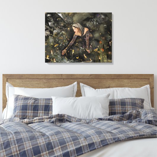 Doorverwezen bos canvas afdruk (Insitu (Slaapkamer))