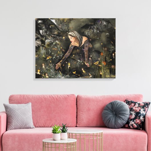 Doorverwezen bos canvas afdruk (Insitu (Woonkamer))