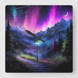 Doorverwezen bos vierkante klok