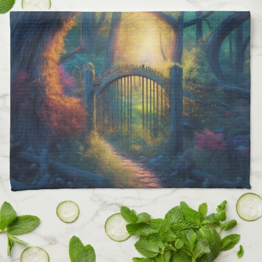 Doorverwezen bostuin | Digitale kunst Theedoek (Gevouwen)