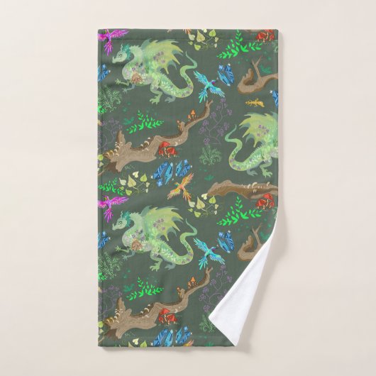 Doorverwezen Forest Dragon Pattern Bad Handdoek (Handdoek)