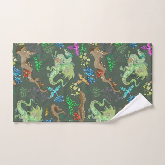 Doorverwezen Forest Dragon Pattern Bad Handdoek (Handdoek)