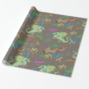 Doorverwezen Forest Dragon Pattern Cadeaupapier
