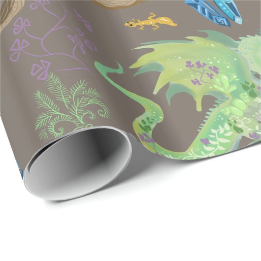 Doorverwezen Forest Dragon Pattern Cadeaupapier (Rol Hoek)