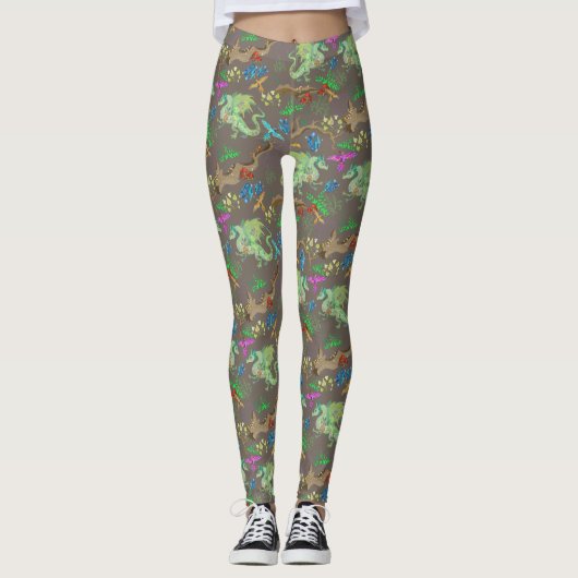 Doorverwezen Forest Dragon Pattern Leggings (Voorkant)