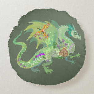Doorverwezen Forest Dragon Pattern Rond Kussen