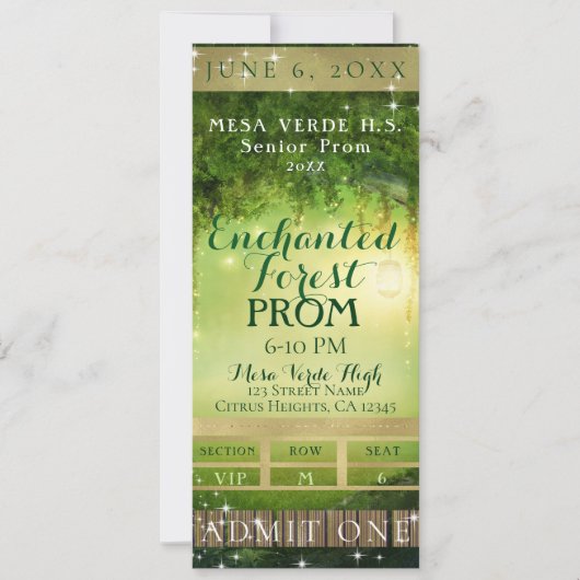 Doorverwezen Groen VIP van het BosProm Ticket van  Kaart (Voorkant)