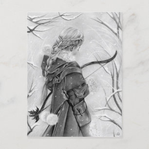 Doorway to winter fantasy winter archer girl card feestdagenkaart