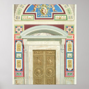 Doorweg naar de Raphael Loggia in het Vaticaan, va Poster