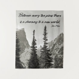 Doorweg naar een nieuwe wereld in de bergen wandkleed