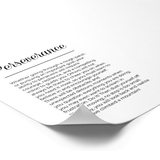 DOORZETTINGSVERMOGEN Inspirerend Motivatie muurkun Poster (Hoek)