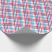 Doorzichtig patroon van blauw rood roze cadeaupapier (Hoek)