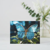  doorzichtige blauwe vlinder briefkaart (Staand voorkant)