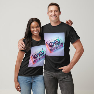 Doorzichtige kleurrijke  retro cassette t-shirt