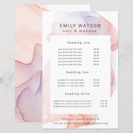 doorzichtige moderne zilvervis - prijslijst (Voorkant / Achterkant)