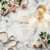 Doorzichtige parels en Prosecco Vrijgezellenfeest Acryl Uitnodigingen