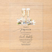 Doorzichtige parels en Prosecco Vrijgezellenfeest Acryl Uitnodigingen (Voorkant)