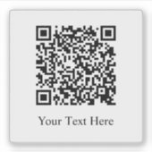 Doorzichtige QR-code jouw tekst hier Sticker (Voorkant)