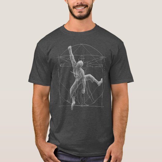 Doos Bouldering Cool Freeclimber Vitruvian Man T-shirt (Voorkant)